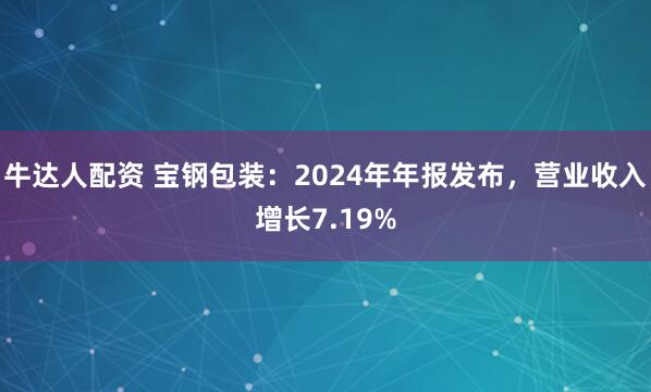 牛达人配资 宝钢包装：2024年年报发布，营业收入增长7.19%
